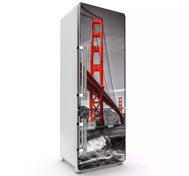 Golden Gate Bride Fridge Sticker - TenStickers