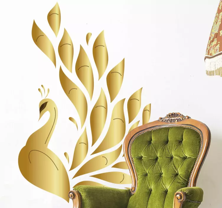 Golden peacock bird wall sticker - TenStickers