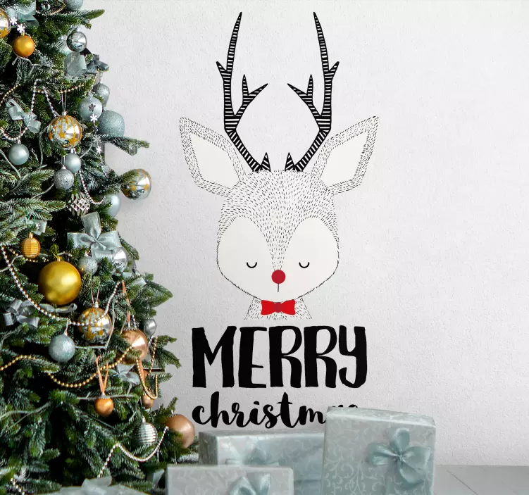 Gray reindeer Christmas sticker - TenStickers