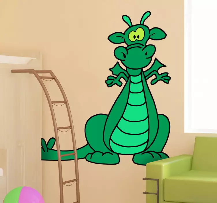 Green Dragon Kids Sticker - TenStickers