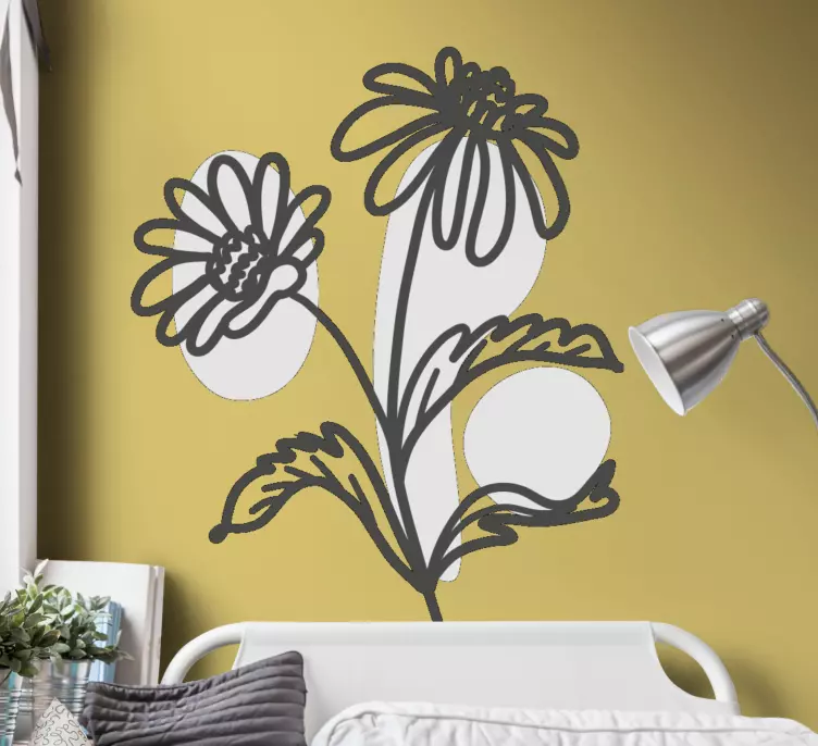 Group of daisy flowers line art design sticker - TenStickers