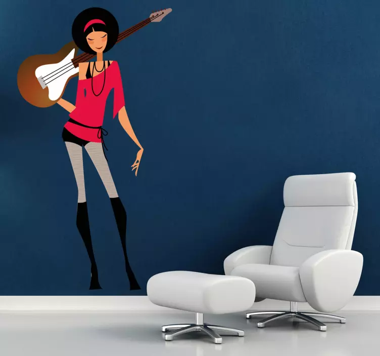 Guitarist Chick Decorative Decal - TenStickers