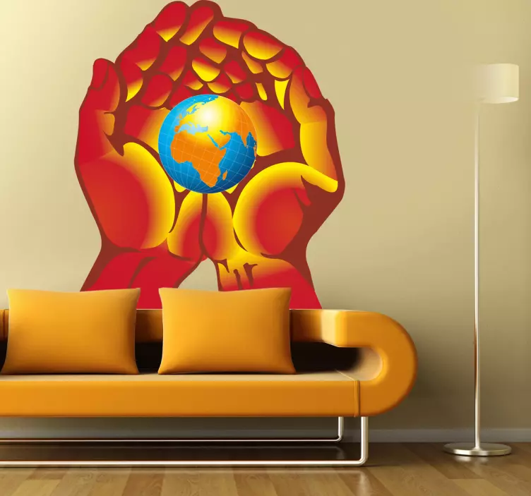 Hands Holding The Earth Sticker - TenStickers