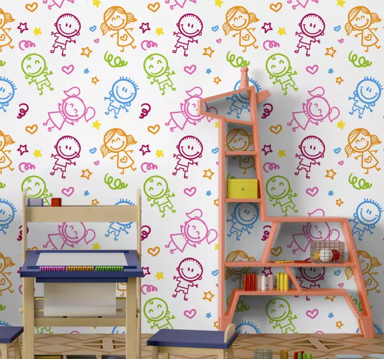 Happy Children Characters wall stickers for kid - TenStickers