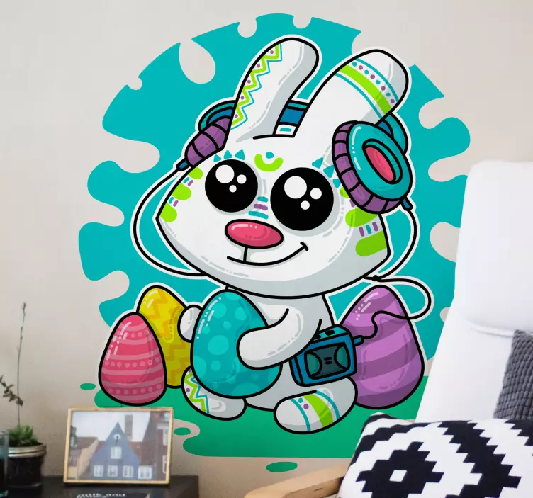 Happy Easter music wall sticker - TenStickers