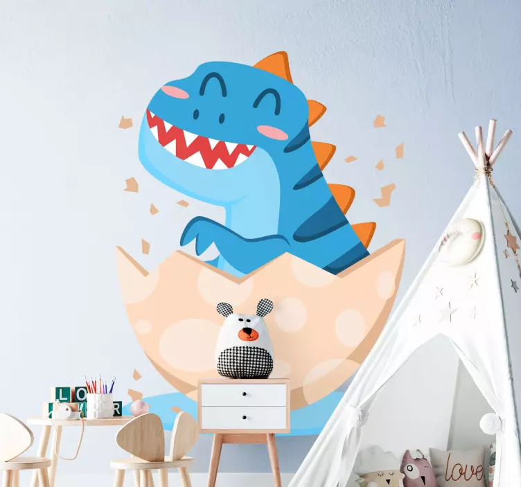 Happy hatchling dinosaur wall sticker - TenStickers
