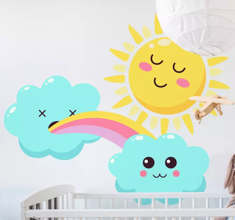 Happy sun clouds wall stickers for kid - TenStickers