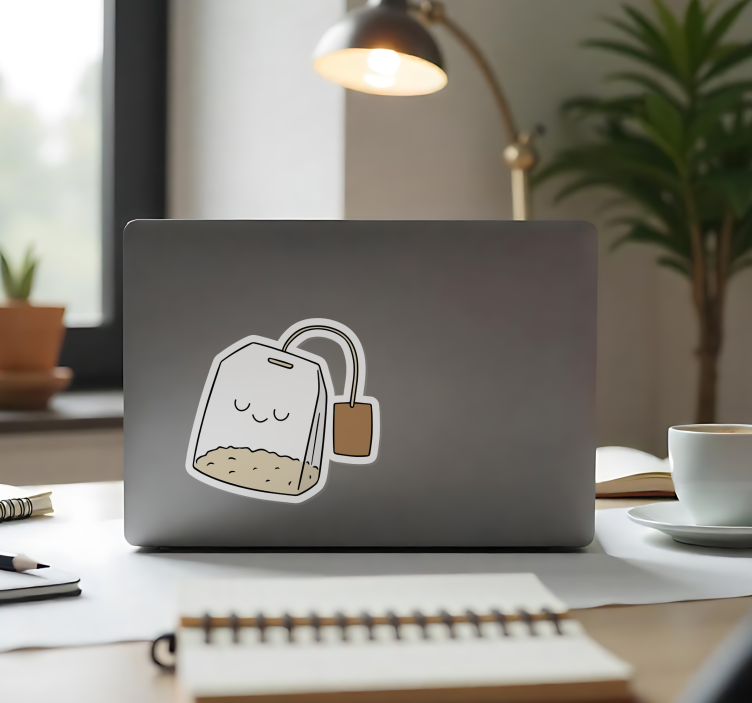 Happy tea bag Laptop sticker - TenStickers