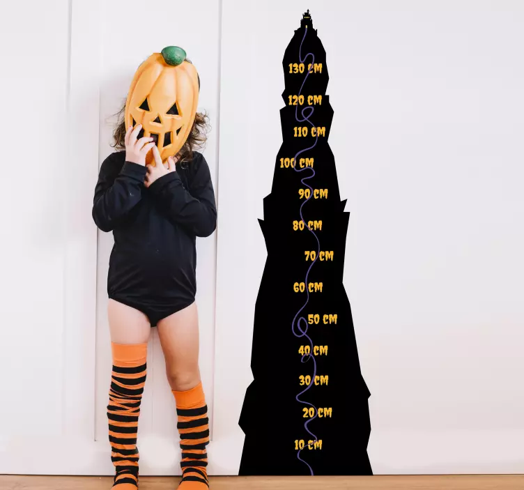 Haunted house height chart sticker - TenStickers