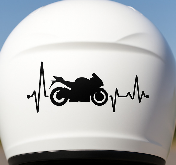 Heart beat graphic motorcycle sticker - TenStickers