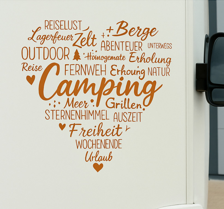 Heart Camping Word Bomb  campervan decal - TenStickers