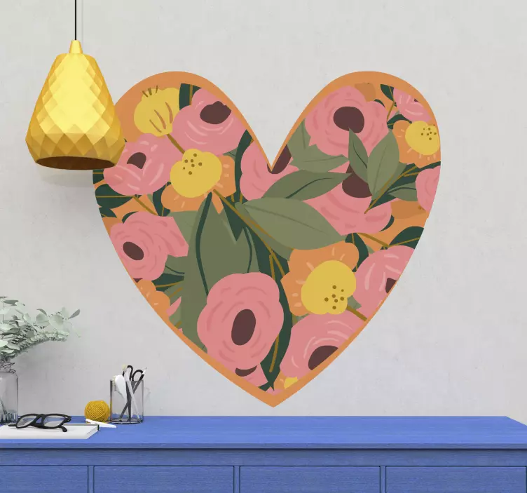 Heart Floral Pattern decoration wall sticker - TenStickers