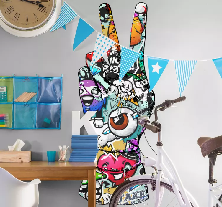 Heavy metal sticker colorful peace hand - TenStickers
