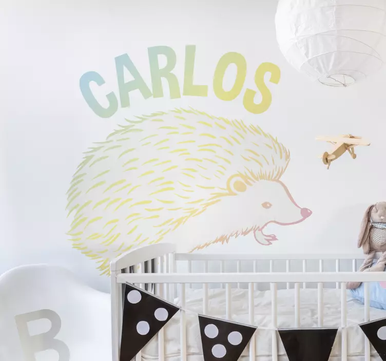 Hedgehog Name Decor Location sticker - TenStickers