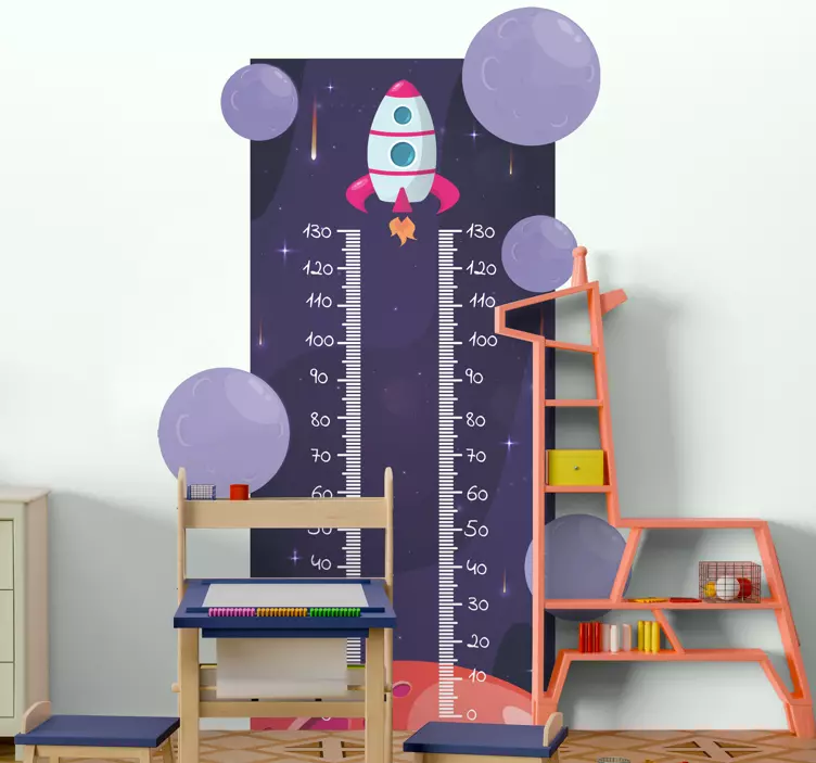 Height chart wall sticker rocket growth chart - TenStickers