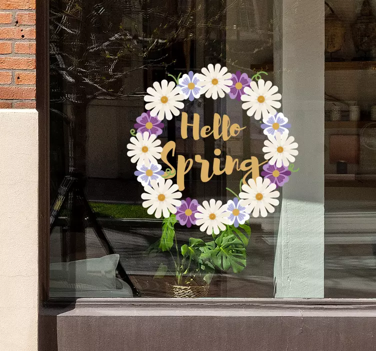 hello spring shop window sticker - TenStickers