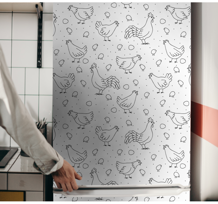 Hen Pattern Overlay fridge sticker - TenStickers