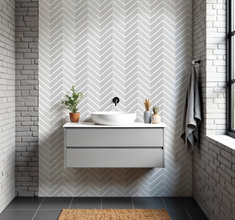 Herringbone light gray bathroom wall sticker - TenStickers