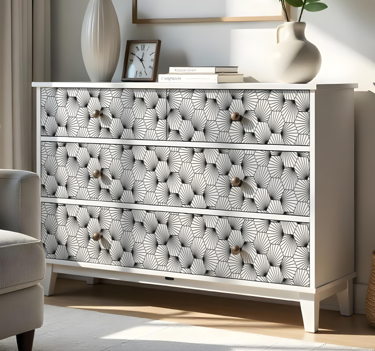 hexagonal patter with lines furniture sticker - TenStickers