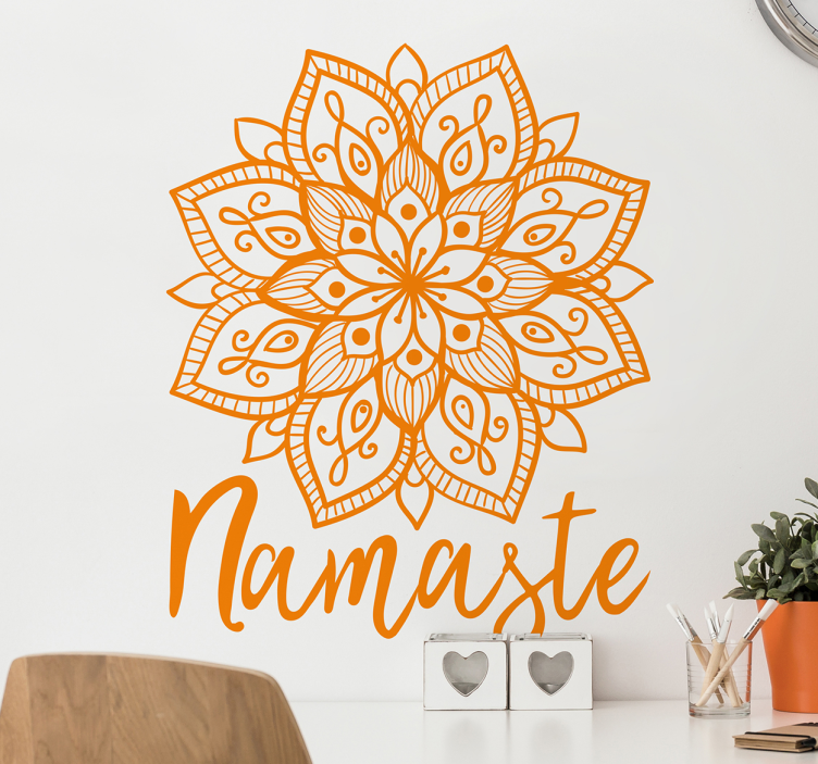 Hindu Mandala Namaste Floral Wall Sticker - TenStickers
