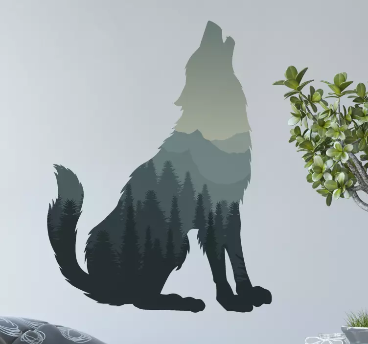 Howling canine silhouette wall sticker - TenStickers