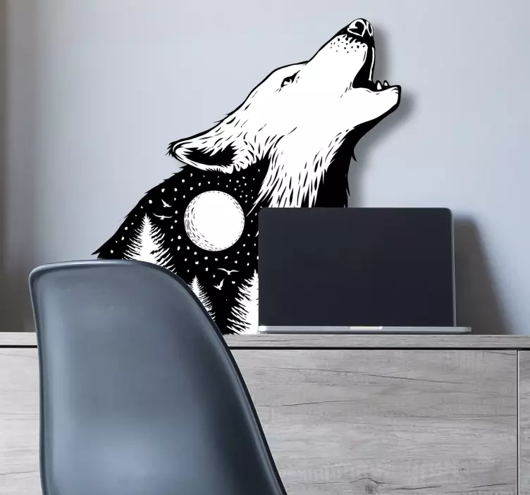 Howling Wolf wild animal decal - TenStickers