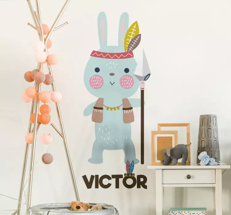 Indian Rabbit Customisable Sticker - TenStickers