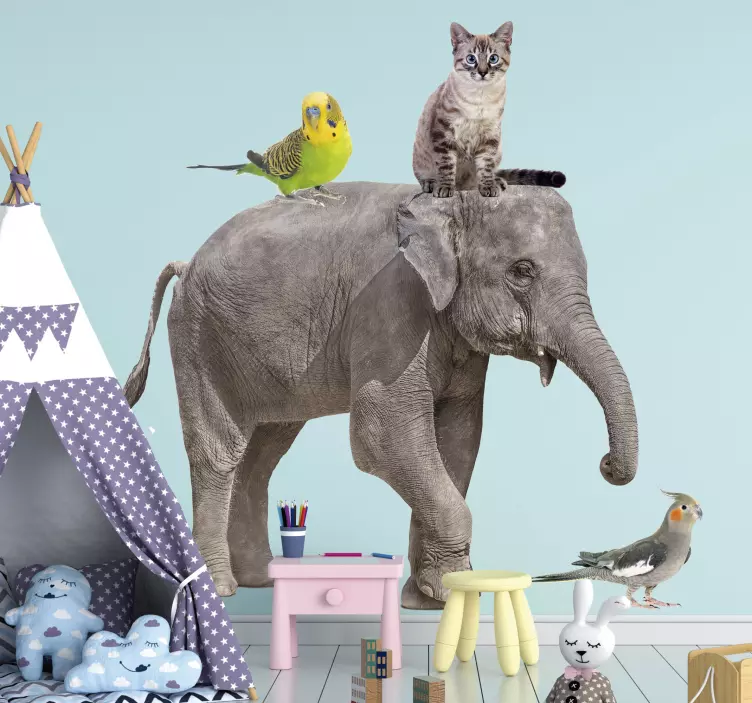 Whimsical Animal Trio animal wall sticker - TenStickers