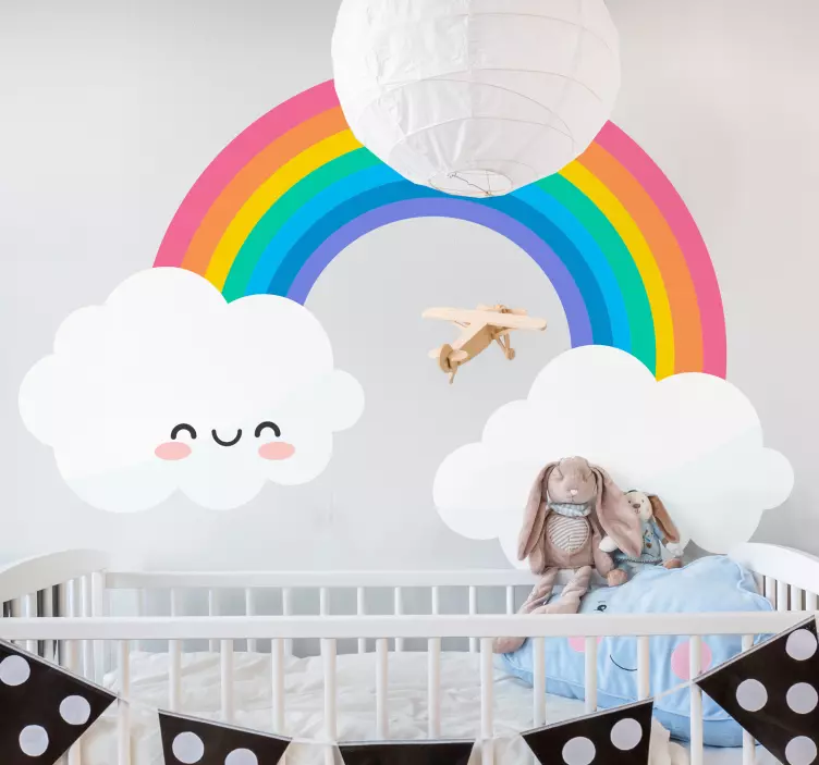 Joyful rainbow clouds wall stickers for kid - TenStickers