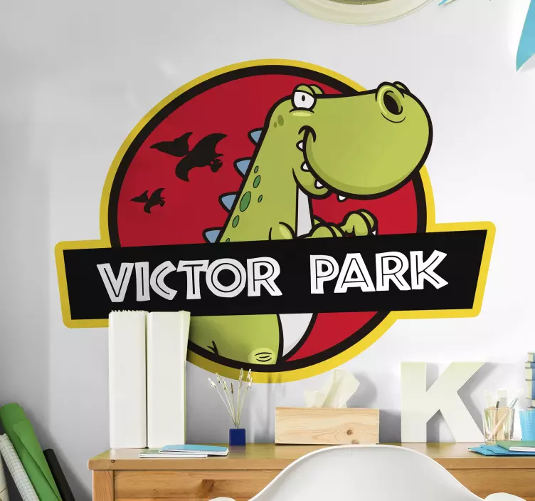 Jurassic park logo customisable name dinosaur wall sticker - TenStickers