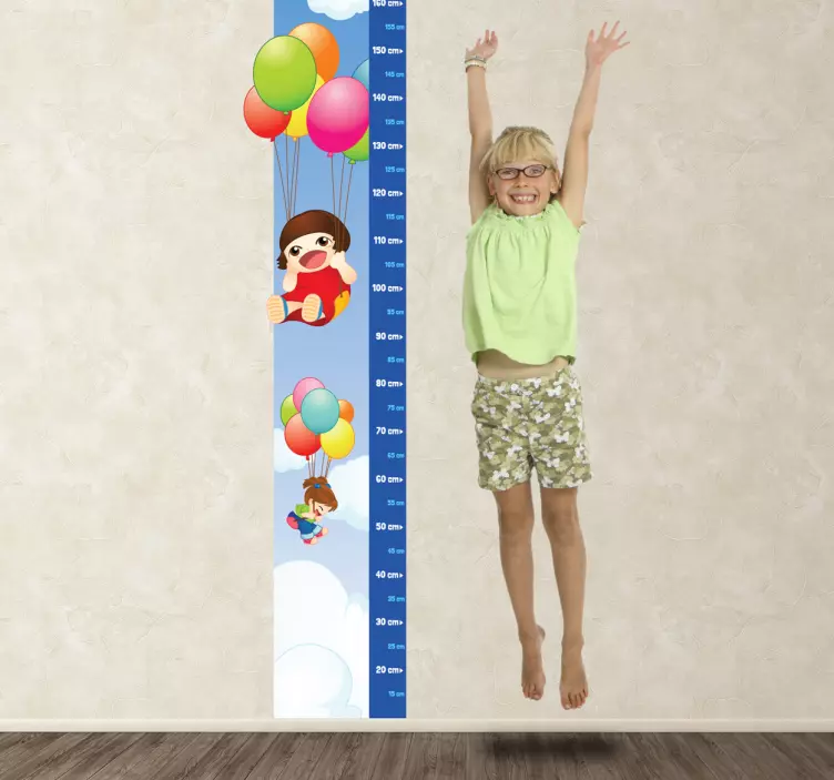 Kids & Balloons Height Chart Decal - TenStickers