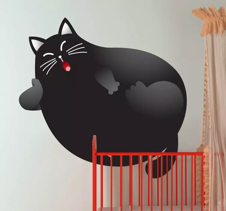 Kids Black Cat Relaxing Wall Sticker - TenStickers
