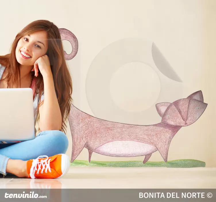 Kids Cat Illustration Wall Sticker - TenStickers