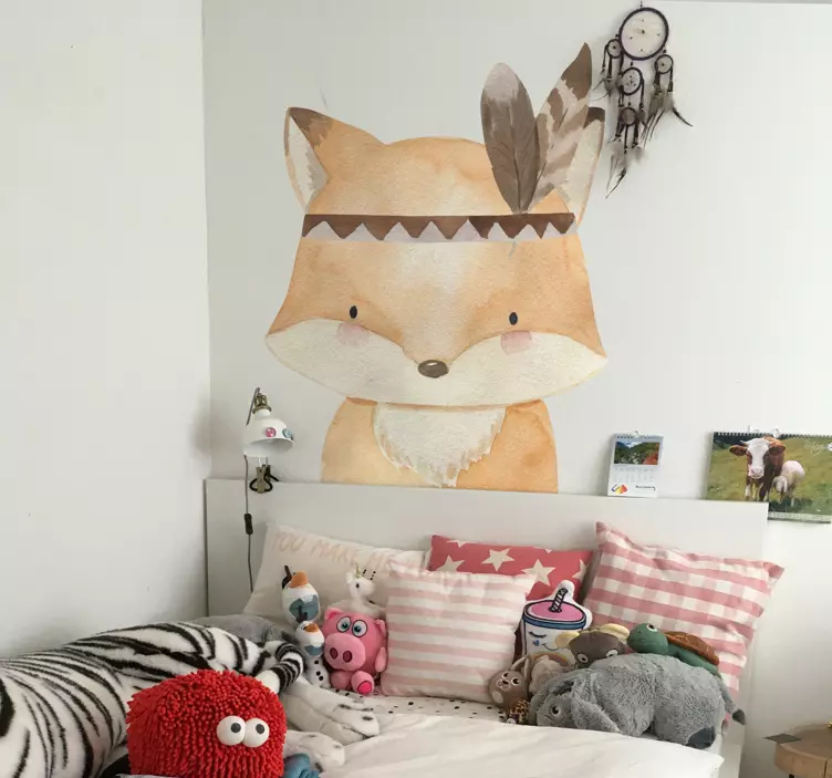 Kids Fox Drawing Wall Sticker - TenStickers