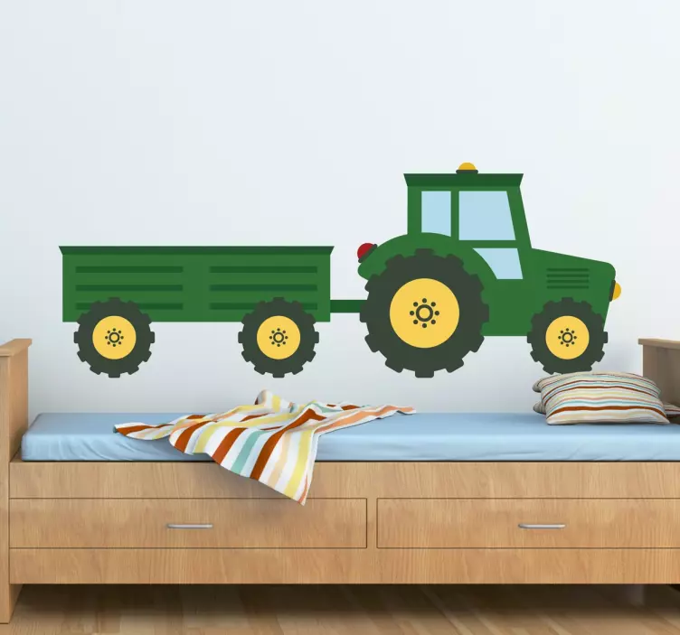 Green construction toy tractor wall sticker for kids - TenStickers
