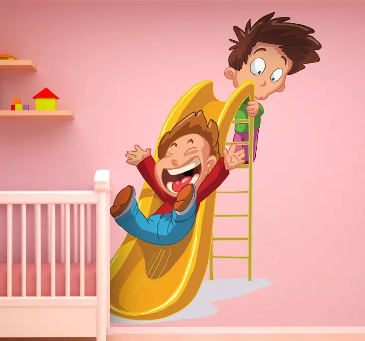 Kids on Slide Wall Sticker - TenStickers