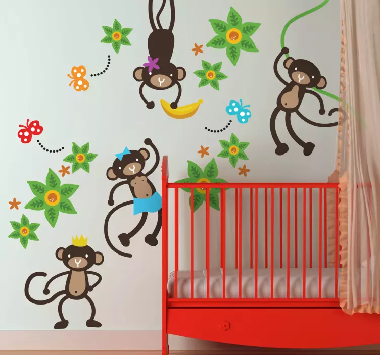 Kids Party Monkeys Wall Decal - TenStickers