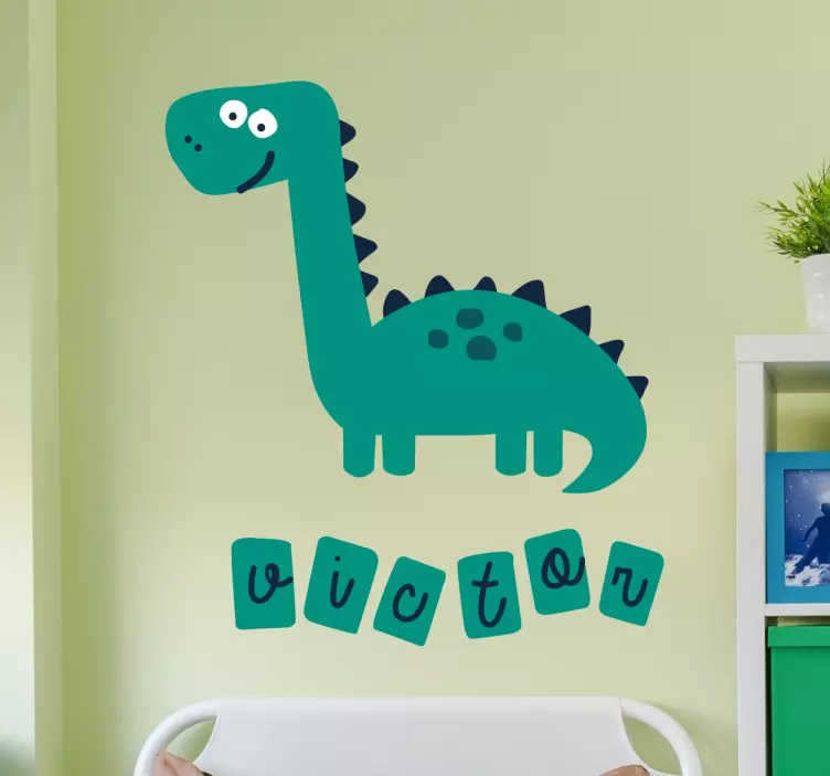 Kids personalised name dinosaur wall sticker - TenStickers