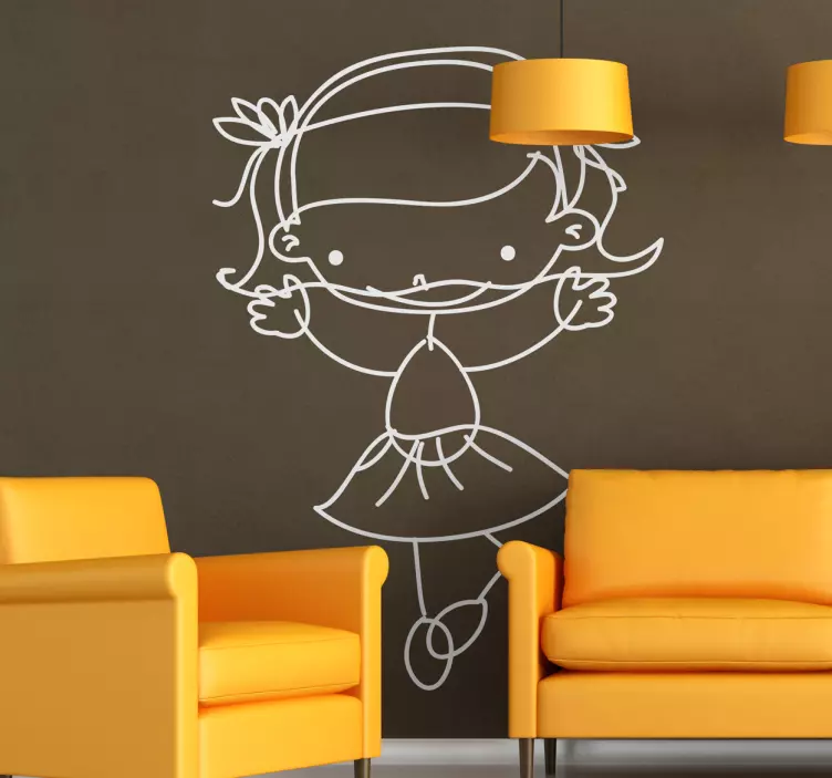Kids Stickers Little Girl Sketch - TenStickers
