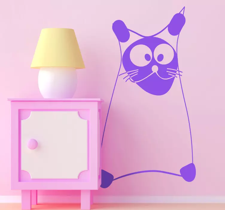 Kids White Cat Stroke Wall Sticker - TenStickers