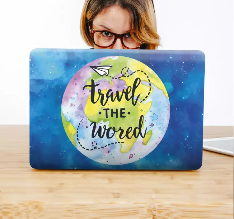 Laptop skin with travel globe design - TenStickers