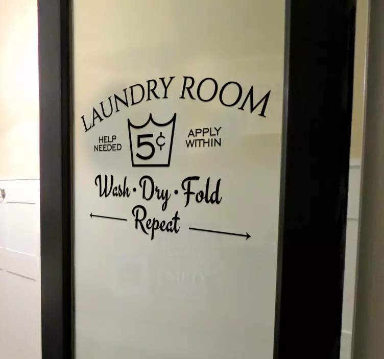 Laundry door text sticker - TenStickers