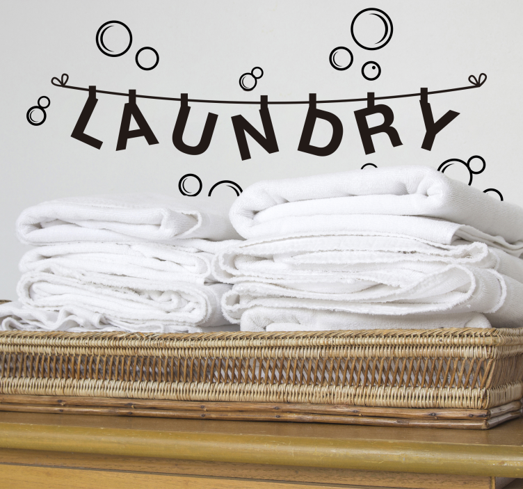 Laundry text bathroom wall sticker - TenStickers
