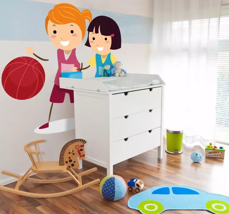 Little Basketball Girls Wall Sticker - TenStickers
