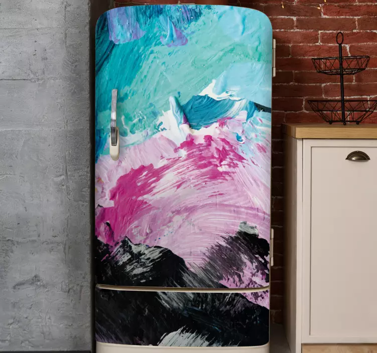 Lively abstract strokes fridge sticker - TenStickers