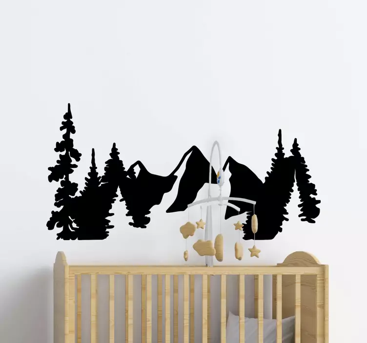 Location sticker mountainous forest outline - TenStickers