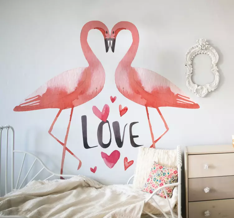 love flamingos bird wall sticker - TenStickers