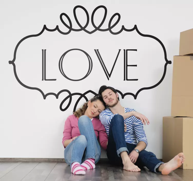 Cute Love Text Wall Sticker - TenStickers