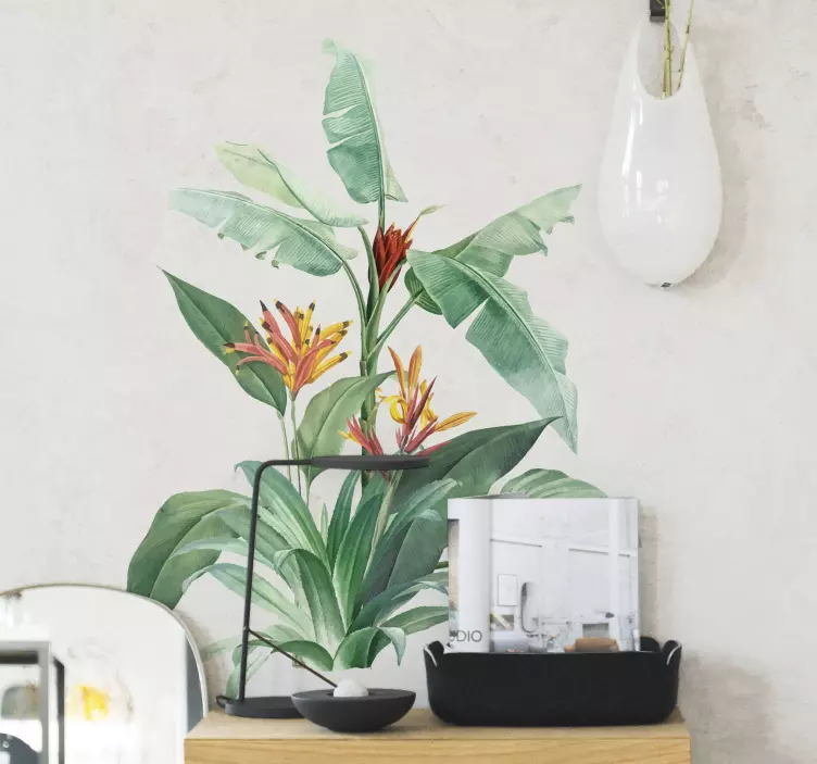 Lush tropical flora wall sticker - TenStickers