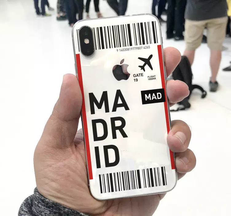 Madrid Airport Ticket iPhone sticker - TenStickers